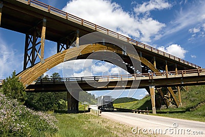 Wooden Arched Bridge Black Hills South Dakota Stock Photo