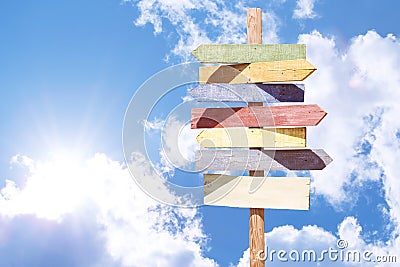 Wooden arrow signs Stock Photo