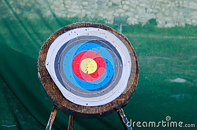Wooden Arrow target Stock Photo