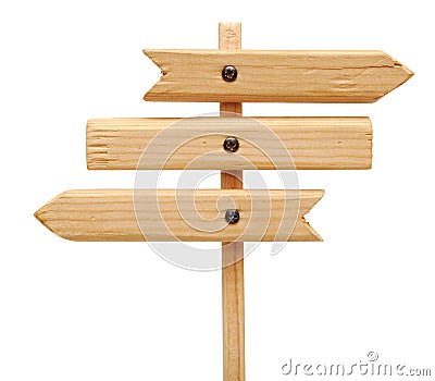 Wooden arrows road sign Stock Photo