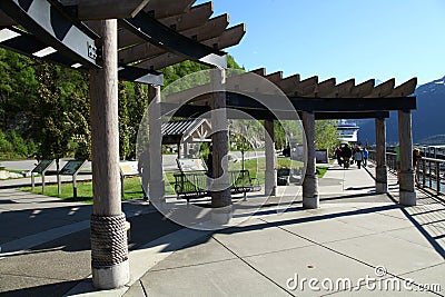 A wooden artwork at the sidewalks Editorial Stock Photo