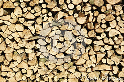 Wooden background. Firewood. Stock Photo