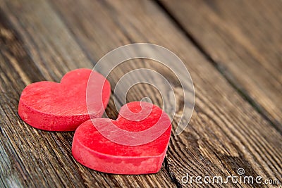 Wooden background with heart. Love theme, valentine. Desk Stock Photo