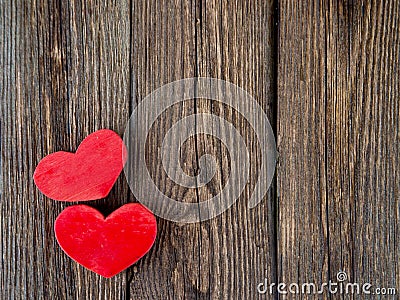 Wooden background with heart. Love theme, valentine. Desk Stock Photo