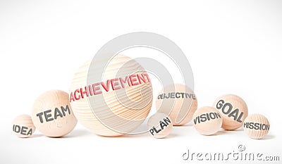 Wooden Balls with Achievement Concept Stock Photo