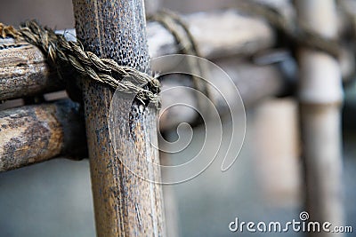 Close up of Wooden bamboo fence Stock Photo