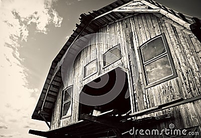 Wooden Barn - Black and White Stock Photo