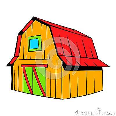 Wooden barn icon cartoon Vector Illustration