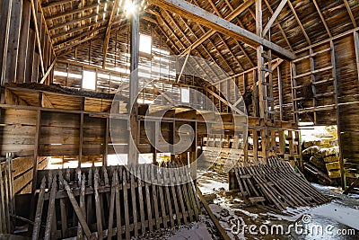 Wooden barn interior Stock Photo