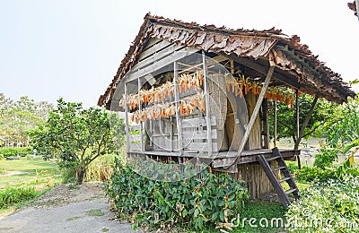Wooden barn for keep Agricultural product Stock Photo