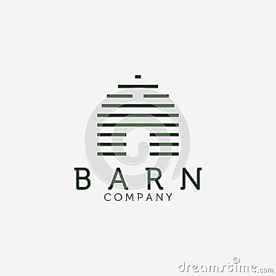 Wooden Barn Line Art Logo Vector Design Illustration, Barn House Icon, Agriculture, Livestock Company Vector Illustration