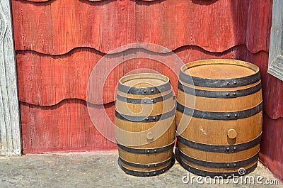 Wooden barrel in cartoon style Stock Photo