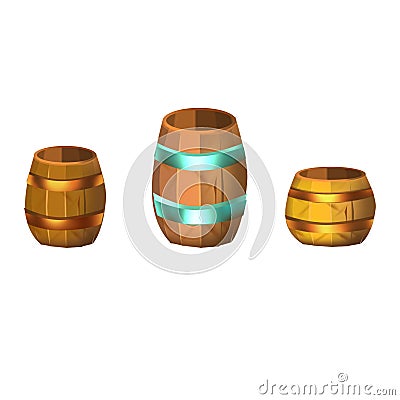 Wooden barrels. Cartoon . barrels for coin. vector Vector Illustration