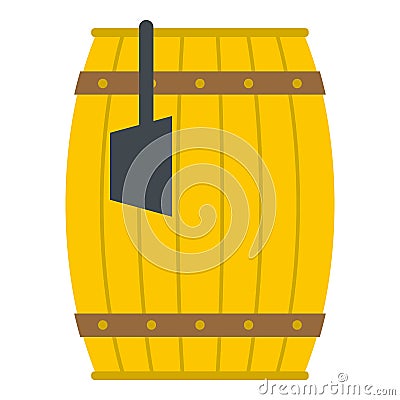 Wooden barrel with ladle icon isolated Vector Illustration
