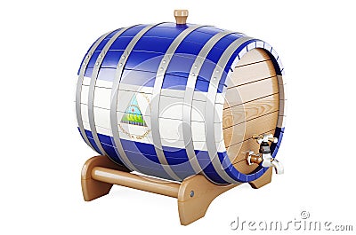 Wooden barrel with Nicaraguan flag, 3D rendering Stock Photo