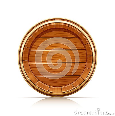 Wooden barrel. Vessel for keeping wine, beer and beverage. Vector illustration. Vector Illustration