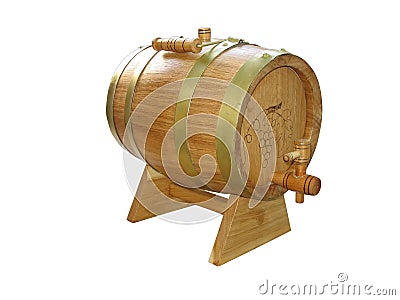 Wooden barrel for wine isolated over white Stock Photo