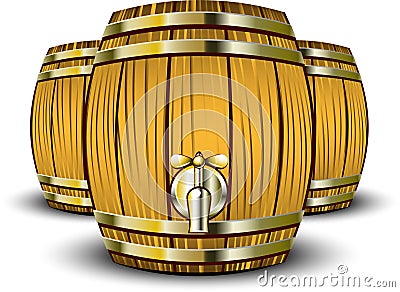 Wooden Barrels Vector Illustration