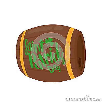 Wooden barrels for brewing beer Popular Alcoholic Drinks for St. Patrick's Day Celebrations Vector Illustration