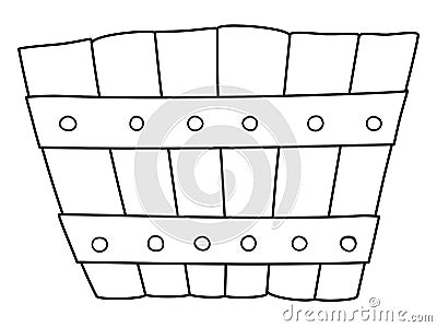 Wooden basket outline. Bucket vector illustration isolated on white background Vector Illustration