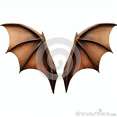 Wooden bat wings isolate on white background.Imaginative elements.generative AI Stock Photo