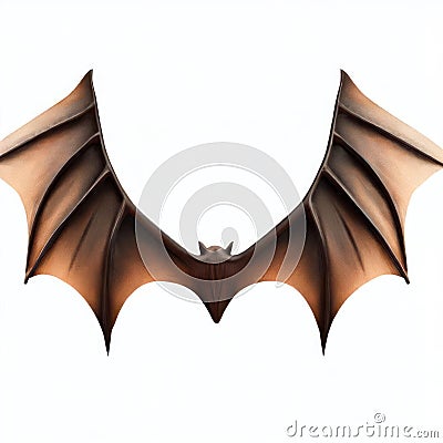 Wooden bat wings isolate on white background.Imaginative elements.generative AI Stock Photo