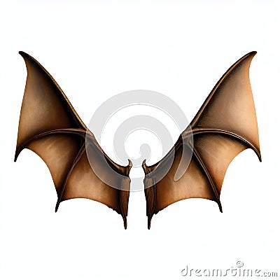 Wooden bat wings isolate on white background.Imaginative elements.generative AI Stock Photo