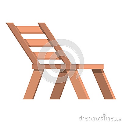 Wooden beach chair icon cartoon vector. Wood chaise lounge Vector Illustration