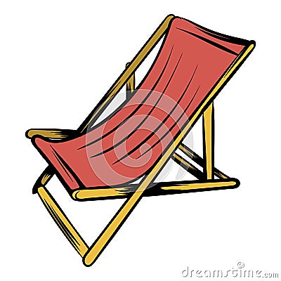 Wooden beach chaise icon cartoon Cartoon Illustration