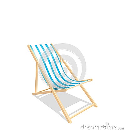 Wooden Beach Chaise Longue Isolated on White Background Vector Illustration