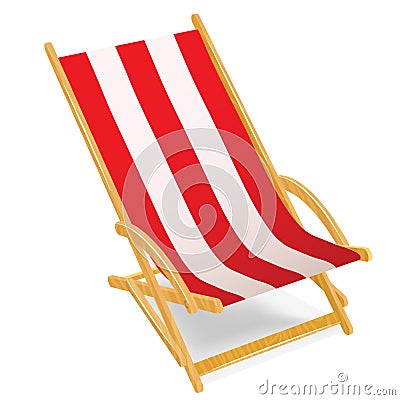 Wooden beach chaise longue isolated on white Vector Illustration