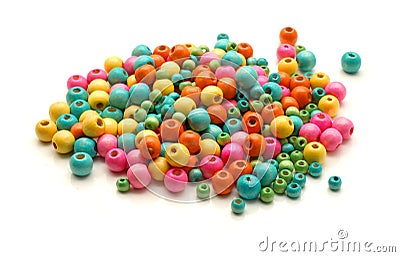 Wooden beads isolated Stock Photo