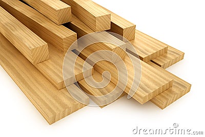 Wooden beams and planks Stock Photo