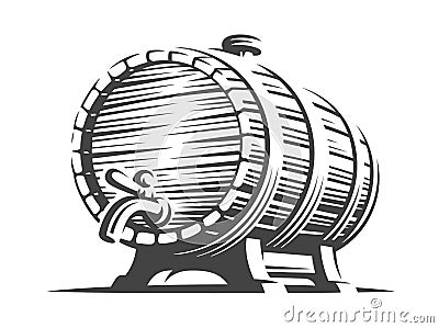 Wooden beer barrel - vector illustration, design Vector Illustration