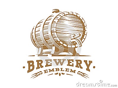 Wooden beer mug logo - vector illustration, design emblem brewery Vector Illustration