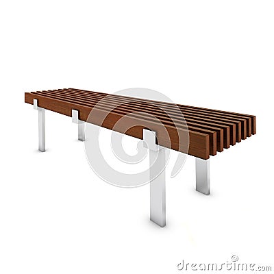 Wooden bench with metal foot in the park Stock Photo