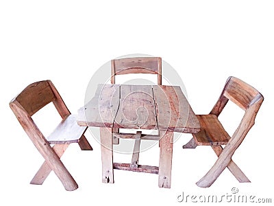 Wooden bench set Stock Photo