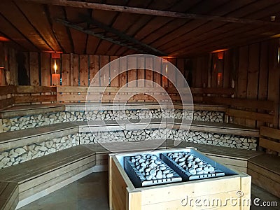 Sauna room indoor Stock Photo