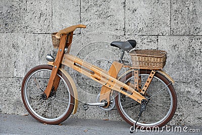 Wooden bike Stock Photo