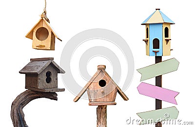 Wooden bird houses Stock Photo