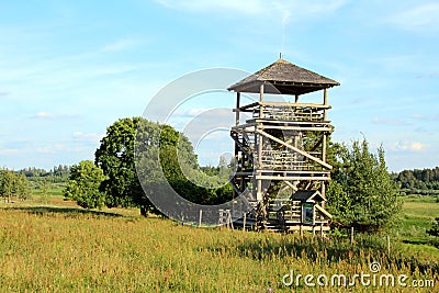 Wooden bird tower Stock Photo