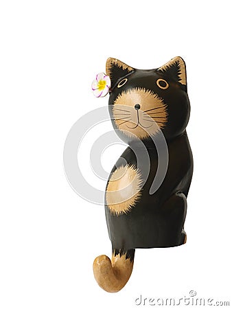 Wooden black cat Stock Photo