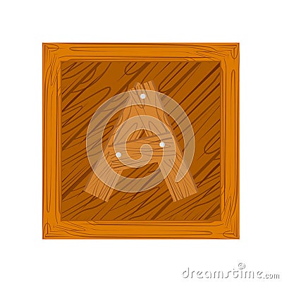 Wooden block alphabet A letter Vector Illustration