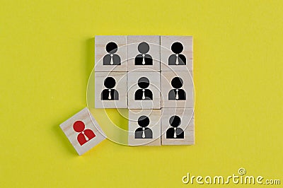 Wooden block with people symbols.Talent acquisition,searching for talent or employee concept Stock Photo