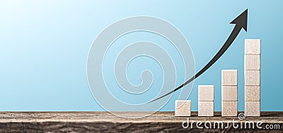 Wooden Block Profit Chart Stock Photo