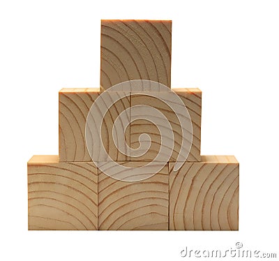 Wooden block pyramid, for text. Concept of business hierarchy and business strategy. isolated white background Stock Photo