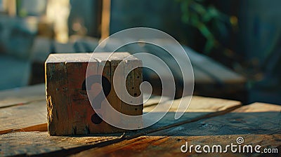 A wooden block with a question mark symbol on it. Perfect for illustrating concepts related to uncertainty, problem Stock Photo