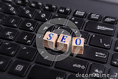 SEO on laptop Stock Photo