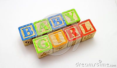 Wooden Blocks Baby Girl Stock Photo