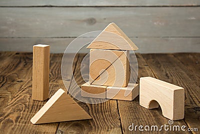 Wooden blocks of children`s toys Stock Photo